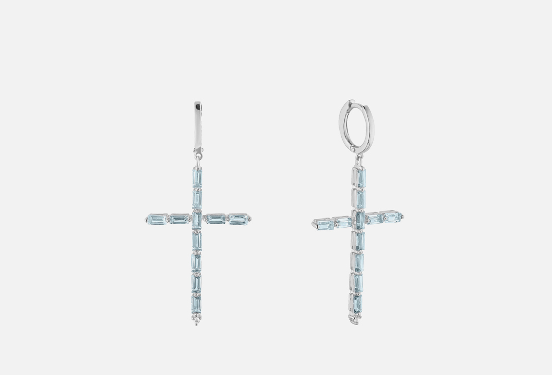 Изображение товара Серьги Moonka с подвесками-крестами из серебра с топазами, родированные, 925 пробы