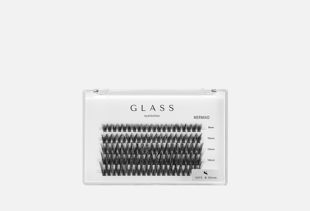 

Накладные ресницы GLASS EYELASHES, Черный, Individual eyelashes mermaid 30D 8-16 mm mix 100 шт