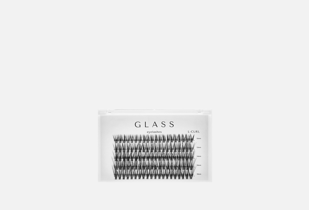 

Пучковые ресницы для стрелки с изгибом GLASS EYELASHES, Черный, Individual eyelashes L curl 30D 10-18 mm mix 100 шт