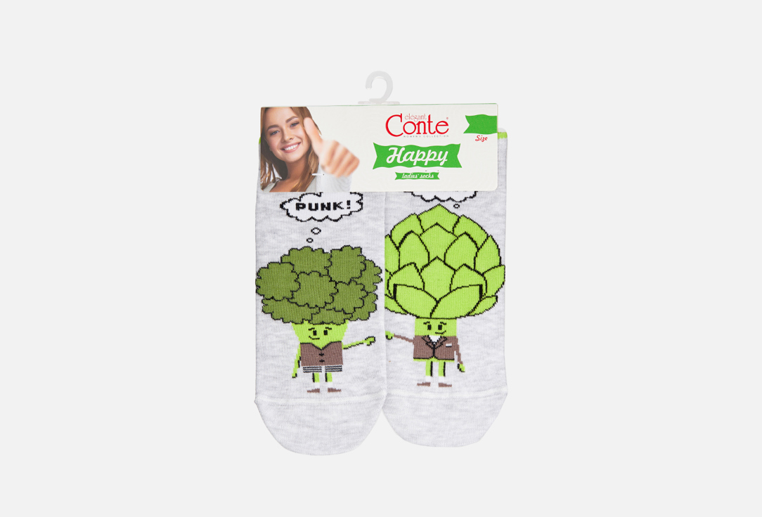 Носки CONTE ELEGANT HAPPY светло-серые носки conte elegant размер 23 серый зеленый