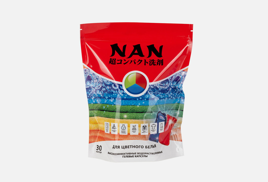 Капсулы для стирки NAN Для цветного белья 30 шт цена и фото