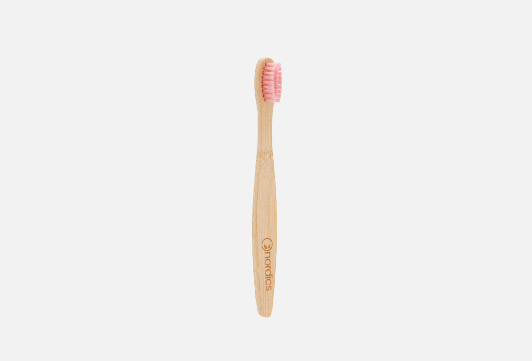 цена Детская зубная щетка NORDICS Бамбуковая, pink bristles 1 шт