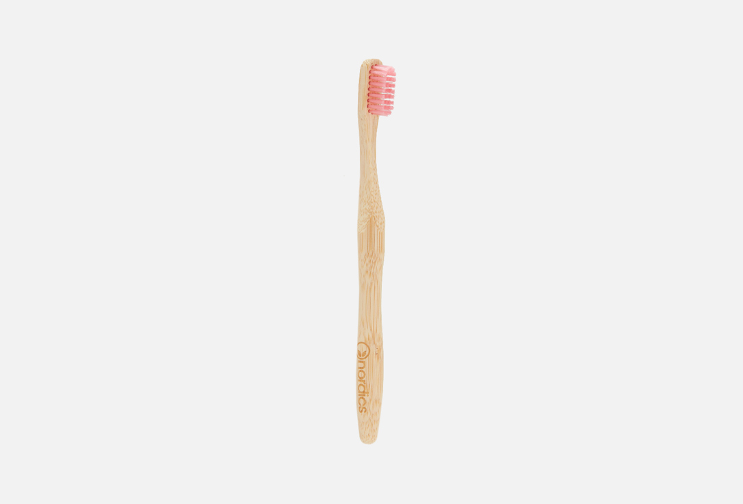 цена Бамбуковая зубная щетка NORDICS Pink bristles 1 шт