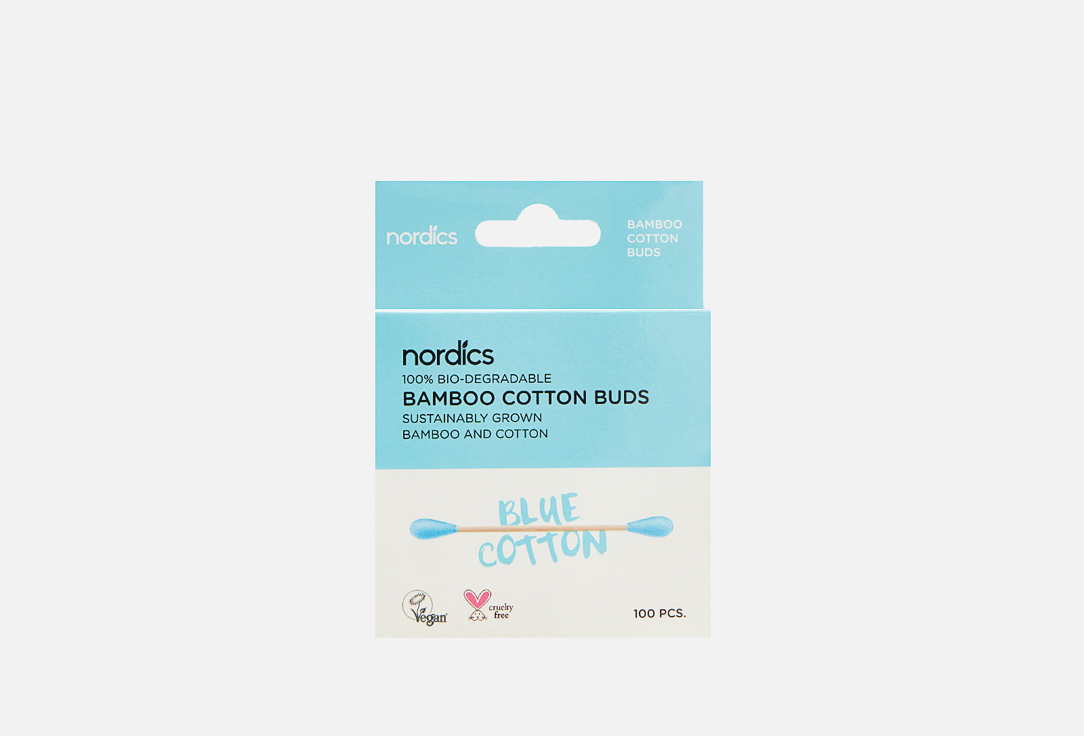 Бамбуковые ватные палочки NORDICS Blue 100 шт