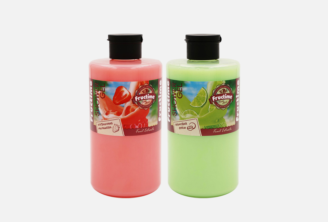 Набор гелей для душа FRUCTIME Strawberry milkshake Lime fresh 2 шт