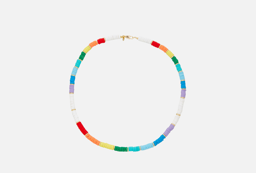 Изображение товара Стильное разноцветное колье из каучука с золотыми вставками для женщин