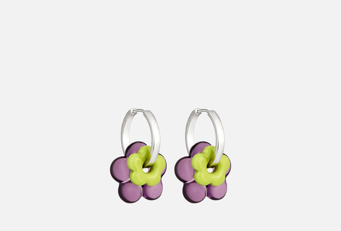 Изображение товара Серебристые серьги - трансформеры Kotlo Studio Bloom Freedom Purple-Green