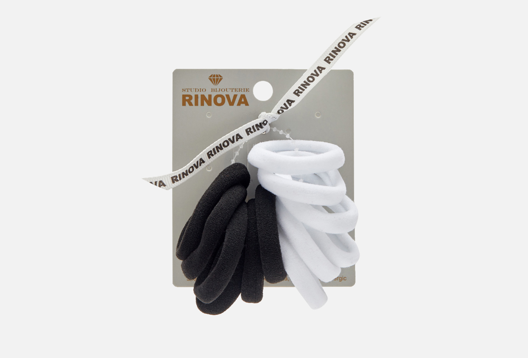 Набор эластичных резинок для волос RINOVA Черно-белые 12 шт набор резинок для волос rinova черно белые 2 шт