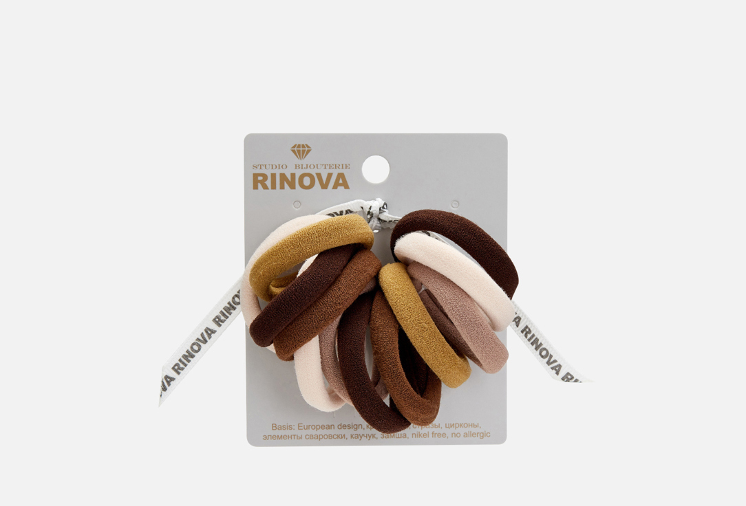 Изображение товара Набор эластичных резинок для волос RINOVA бежевые 12 шт Диаметр 5 см