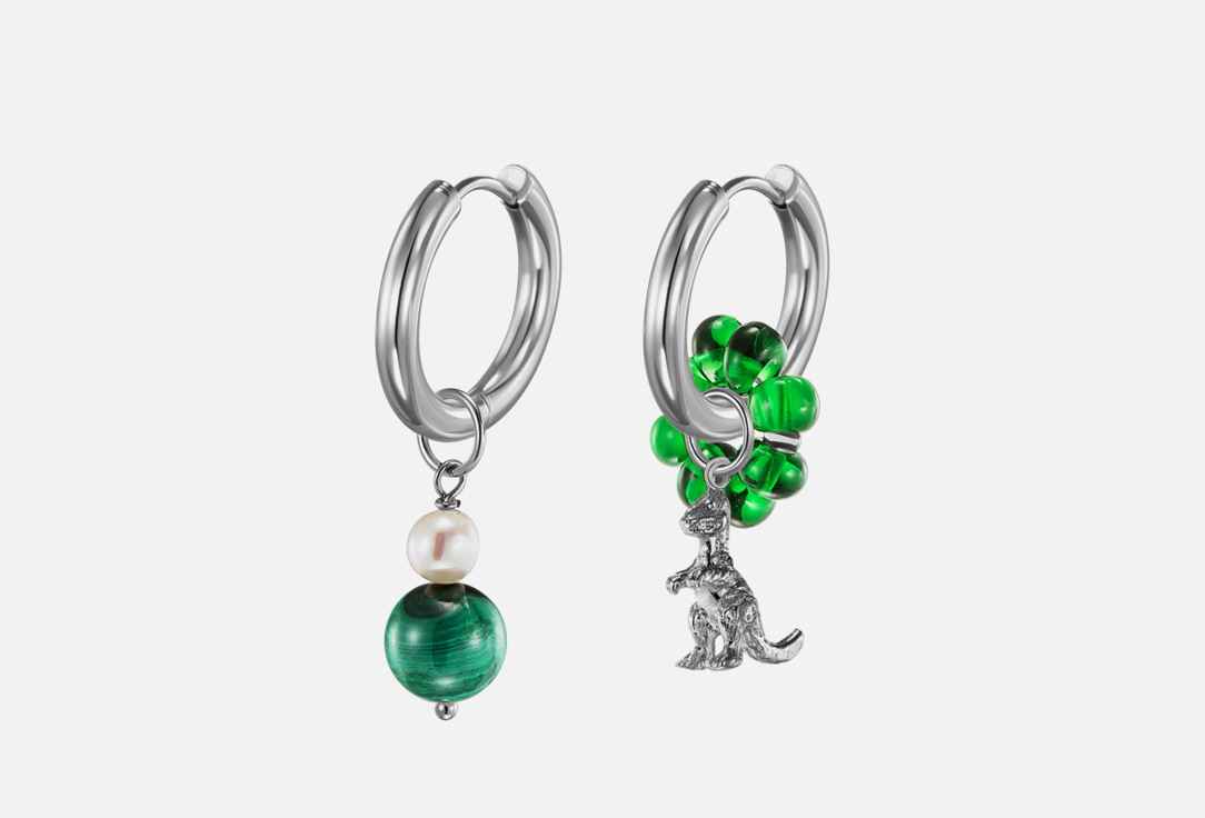 Серьги GINADREAMS Dino & Malachite Silver 