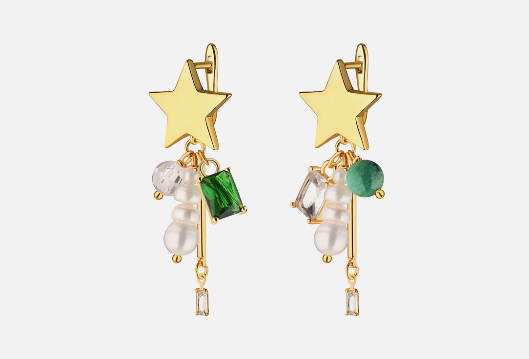 Изображение товара Элегантные серьги GINADREAMS Игривое настроение с жемчугом и малахитом