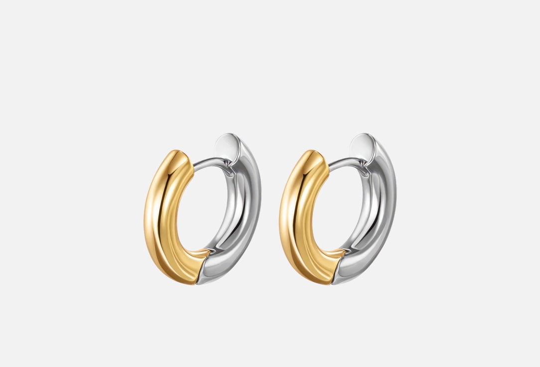 Изображение товара Стильные серьги GINADREAMS с покрытием золота 750 пробы и родия, диаметр 20 мм