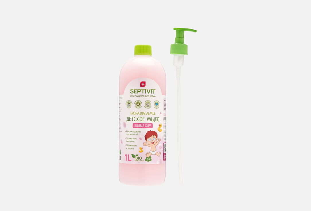 детское жидкое мыло для рук bubble gum septivit premium мыло туалетное детское септивит гипоаллергенное детское мыло 1 литр Детское мыло SEPTIVIT Bubble gum 1 шт