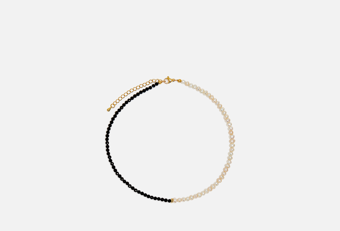 Чокер-колье VIAMORE Half Pearl & Zircon black necklace 