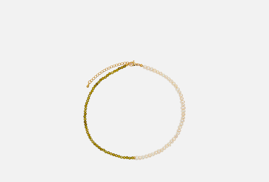 цена Чокер-колье VIAMORE Half Pearl & Zircon pistachio necklace 1 шт