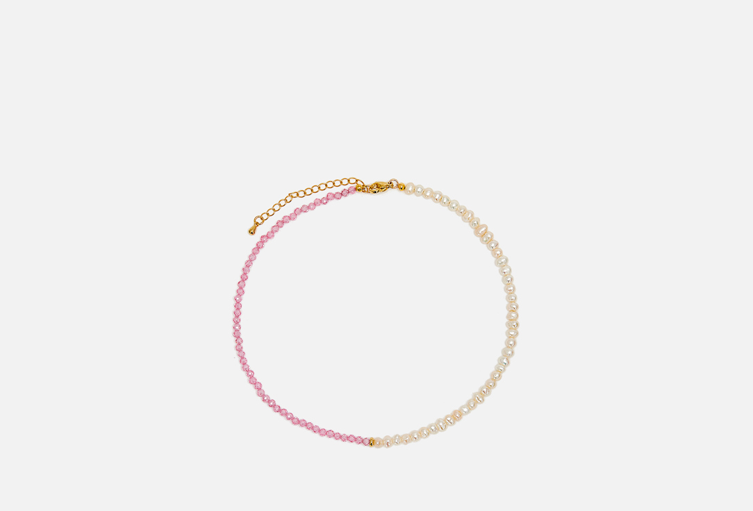 Чокер-колье VIAMORE Half Pearl & Zircon rose necklace 