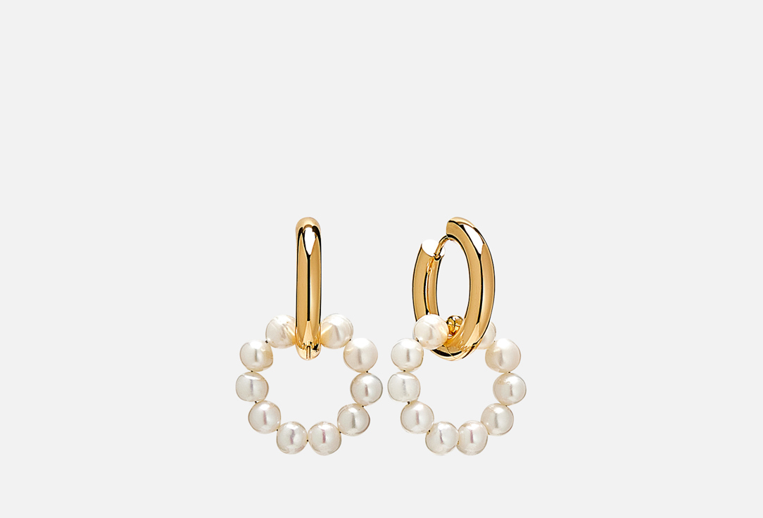 Серьги VIAMORE Leda Hoops Pearl Rings gold earrings 2 шт