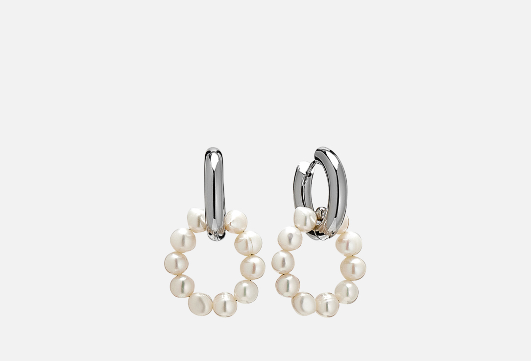 yada fashion big pearl rings for men Серьги VIAMORE Leda Hoops Pearl Rings silver earrings 2 шт