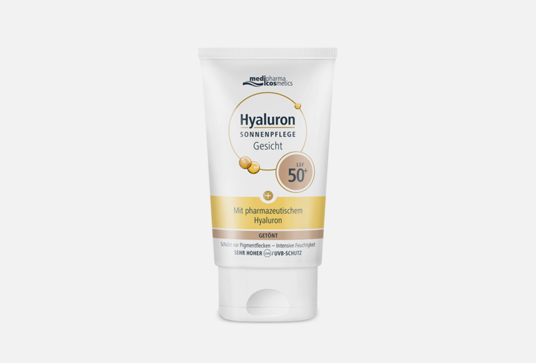 солнцезащитный крем для лица SPF 50 MEDIPHARMA COSMETICS Hyaluron sunscreen for face 50 мл уход за лицом medipharma cosmetics крем для лица ночной легкий hyaluron