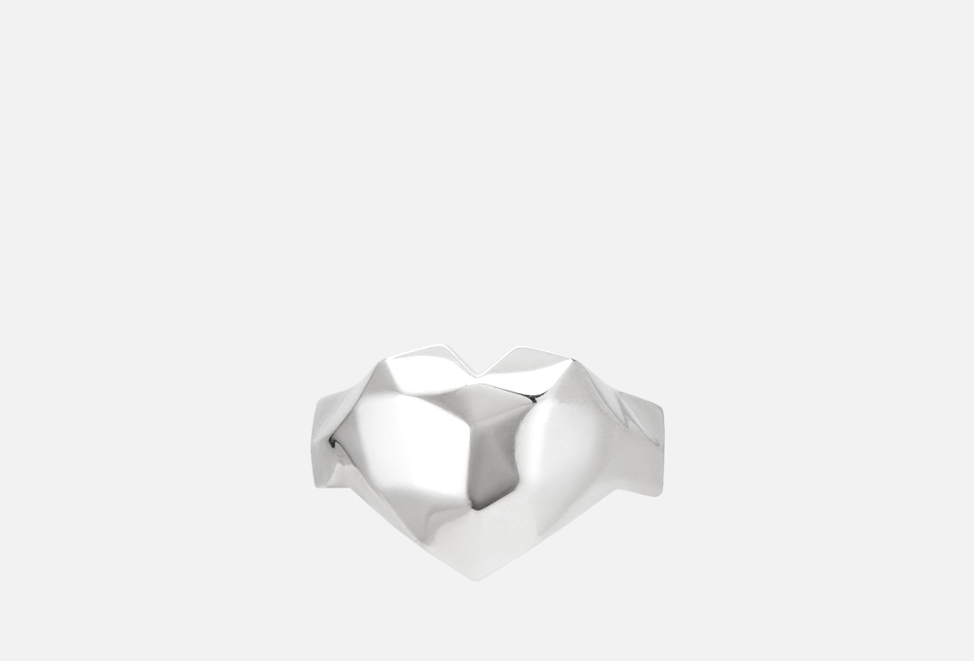 Кольцо серебряное DAFNA Кольцо-печатка с граненым сердцем большое 17,5 мл hand around стальное граненое кольцо