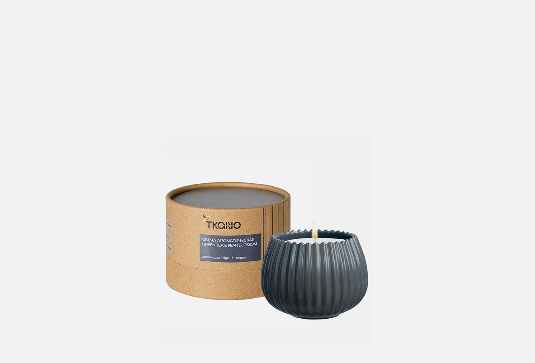 

Свеча ароматическая TKANO, Белый, Edge Green tea & Pear blossom серая 1 шт