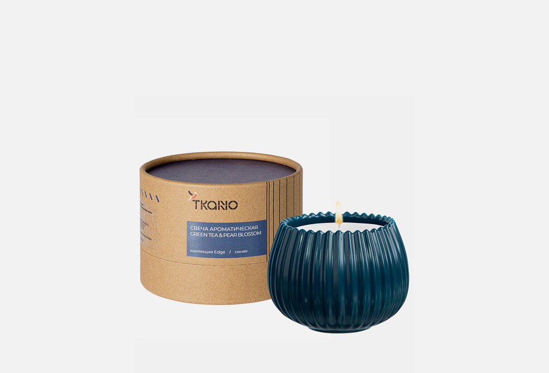 Свеча ароматическая TKANO Edge Green tea & Pear blossom синяя 1 шт green tea pear blossom туалетная вода 100мл уценка