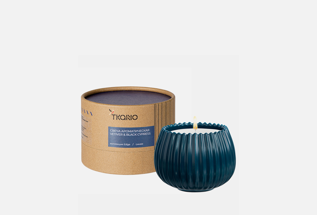 Свеча ароматическая TKANO Edge Vetiver & Black cypress синяя 1 шт свеча ароматическая tkano edge italian cypress серая 1 шт