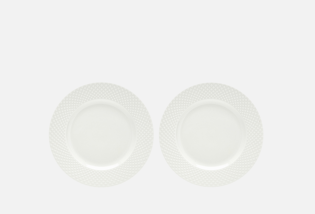Набор тарелок TKANO Essential белый 2 шт хозяйственные товары tkano набор кухонных полотенец саржевого плетения essential 70х50 см 2 шт