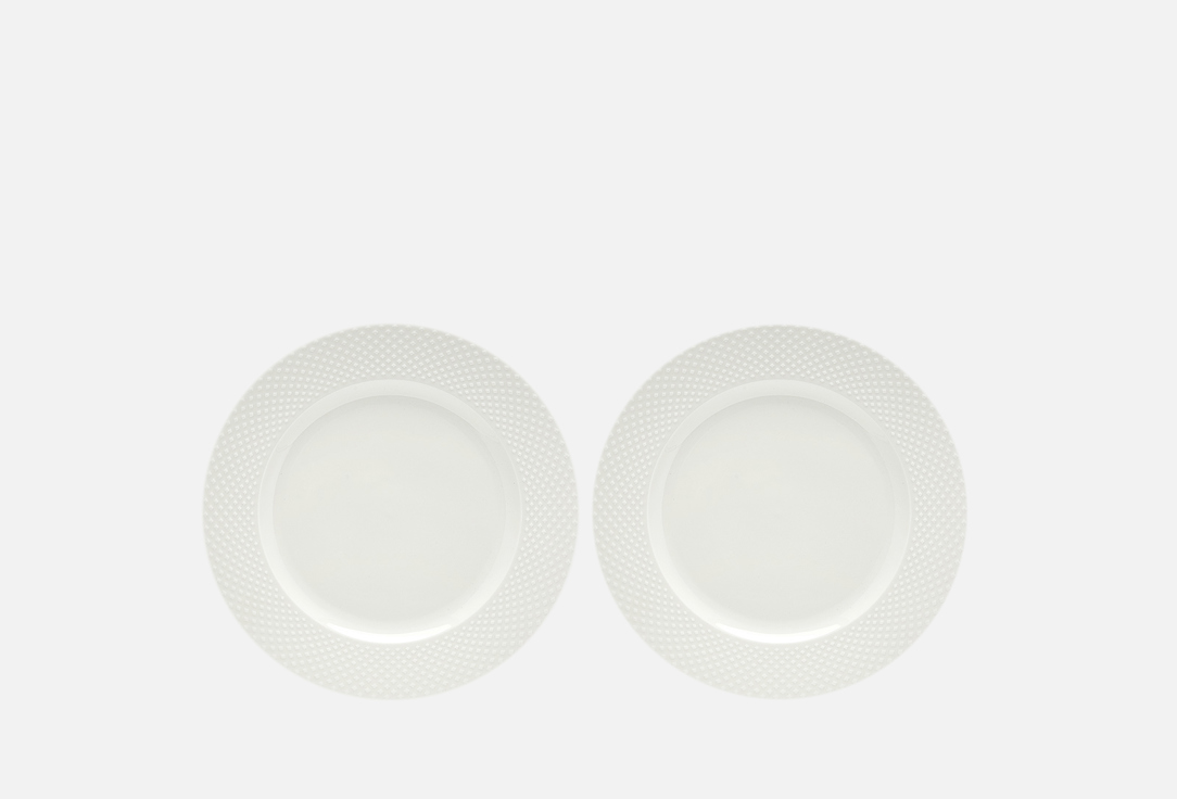 Набор тарелок TKANO Essential белый 2 шт хозяйственные товары tkano набор кухонных полотенец саржевого плетения essential 70х50 см 2 шт