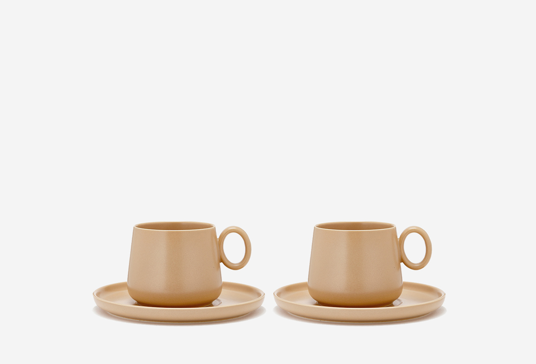 Изображение товара Чайная пара Tkano Essential бежевая фарфор 2 предмета для чаепития сервировки