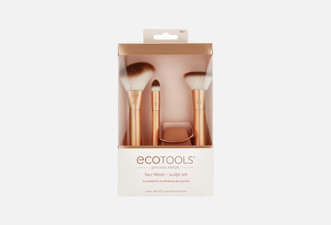 Набор кистей и спонж для макияжа ECOTOOLS Precious Metals Face Blend + Sculpt Set 4 шт набор кистей для макияжа ecotools 360 ultimate blend kit 3 кисти