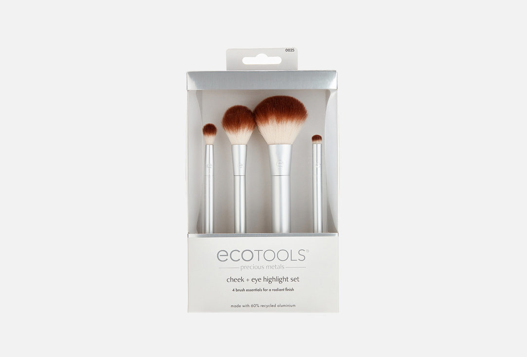 Набор кистей для макияжа ECOTOOLS Precious Metals Cheek + Eye Highlight Set 4 шт