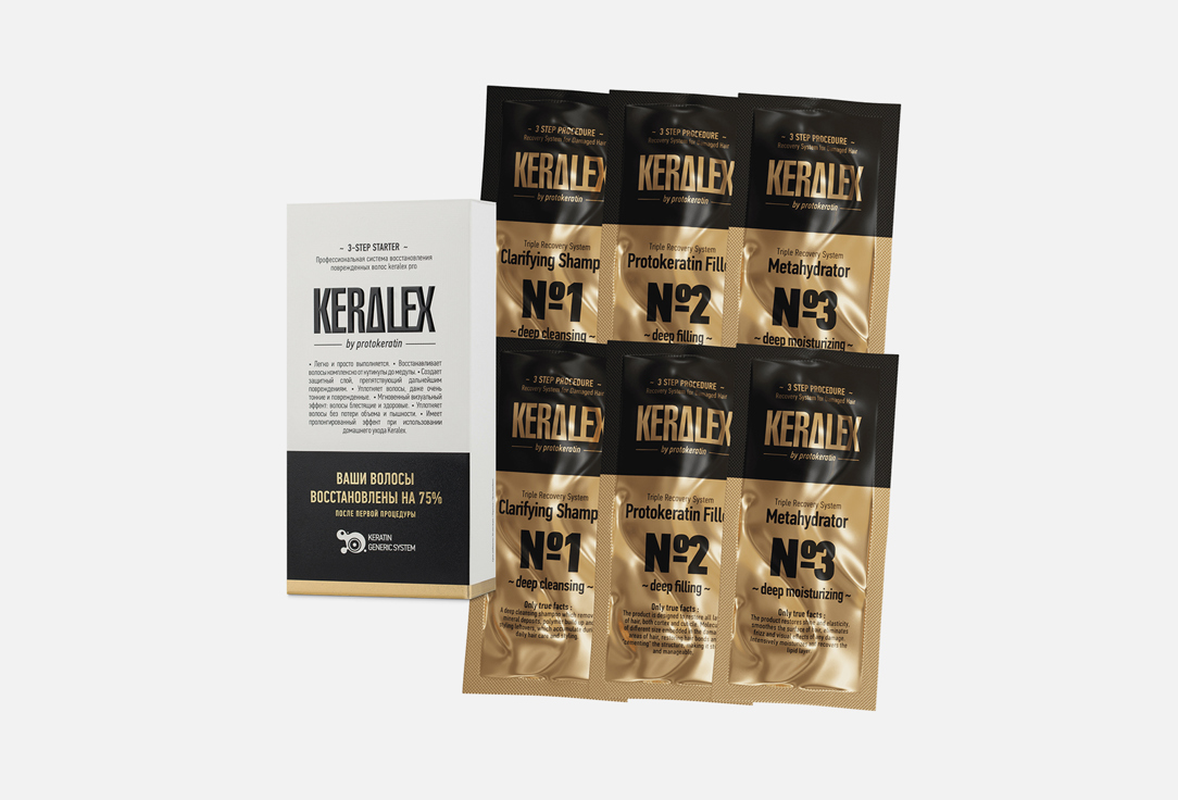 Набор интенсивного восстановления волос PROTOKERATIN KERALEX 90 мл protokeratin бальзам keralex double nutrient balsam 250 мл