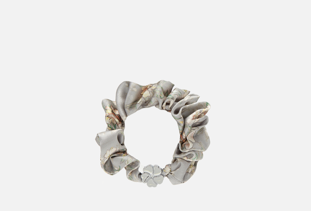 

Шелковая резинка для волос MOLLEN, Лазоревый цветок, светло-серая 1 шт