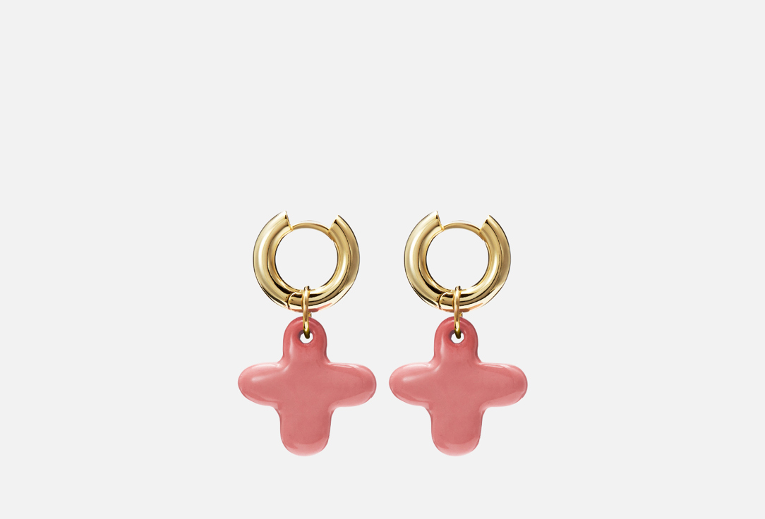 

Серьги SASHA GUNGA, С розовыми керамическими цветочками 2 шт