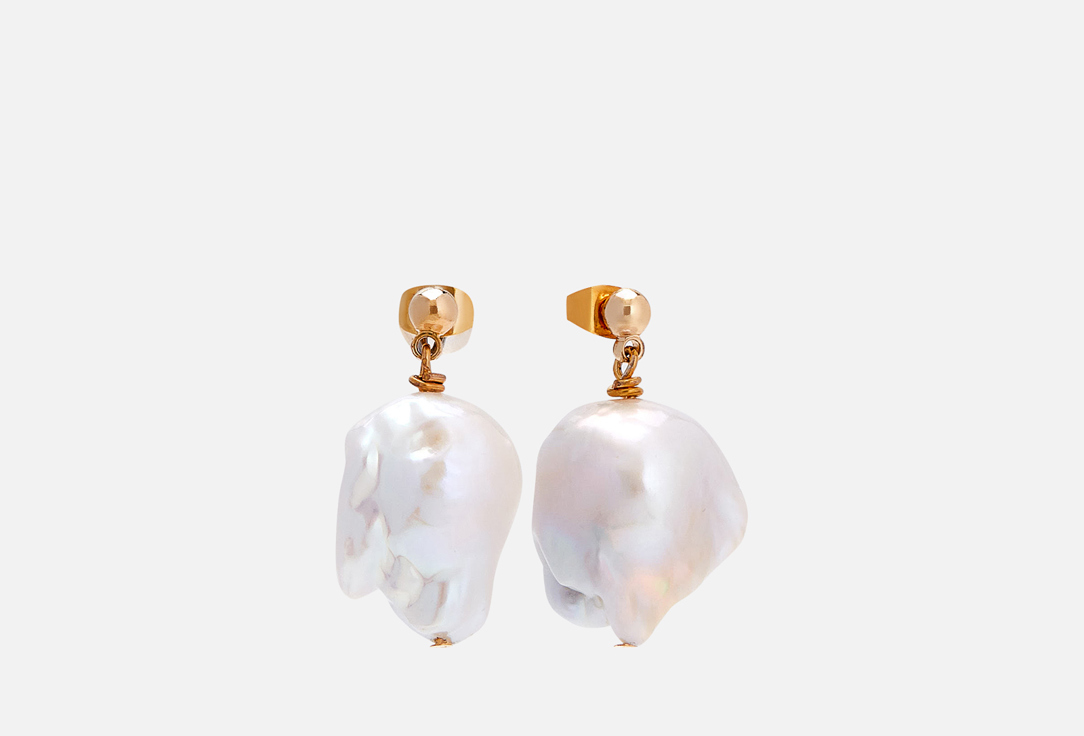 Серьги-пусеты Unevie Damour Barogue pearls large size 