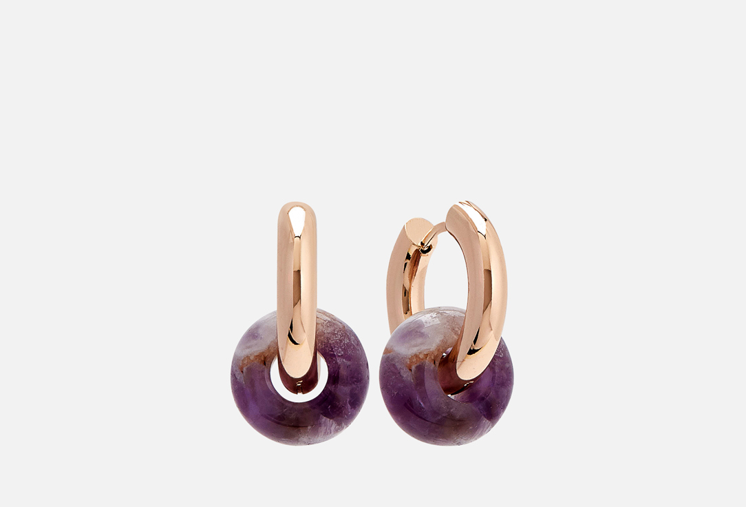 Серьги-кольца UNEVIE DAMOUR Natural Amethyst 2 шт