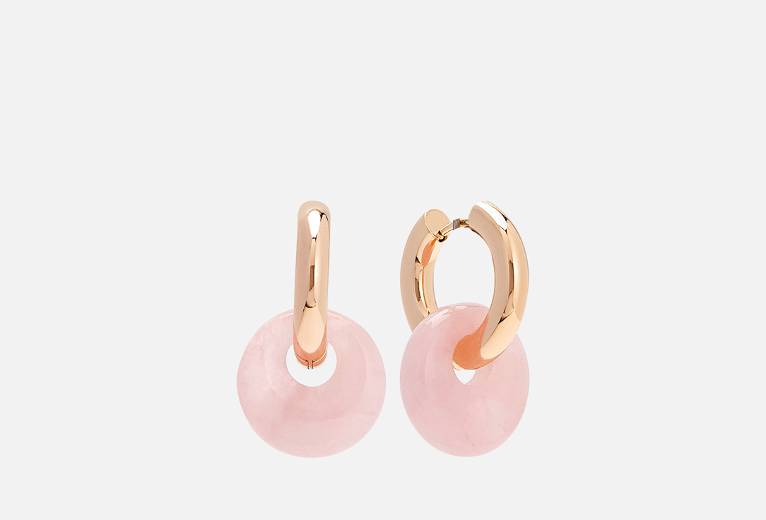 Изображение товара Серьги-кольца Unevie Damour Rose Quartz