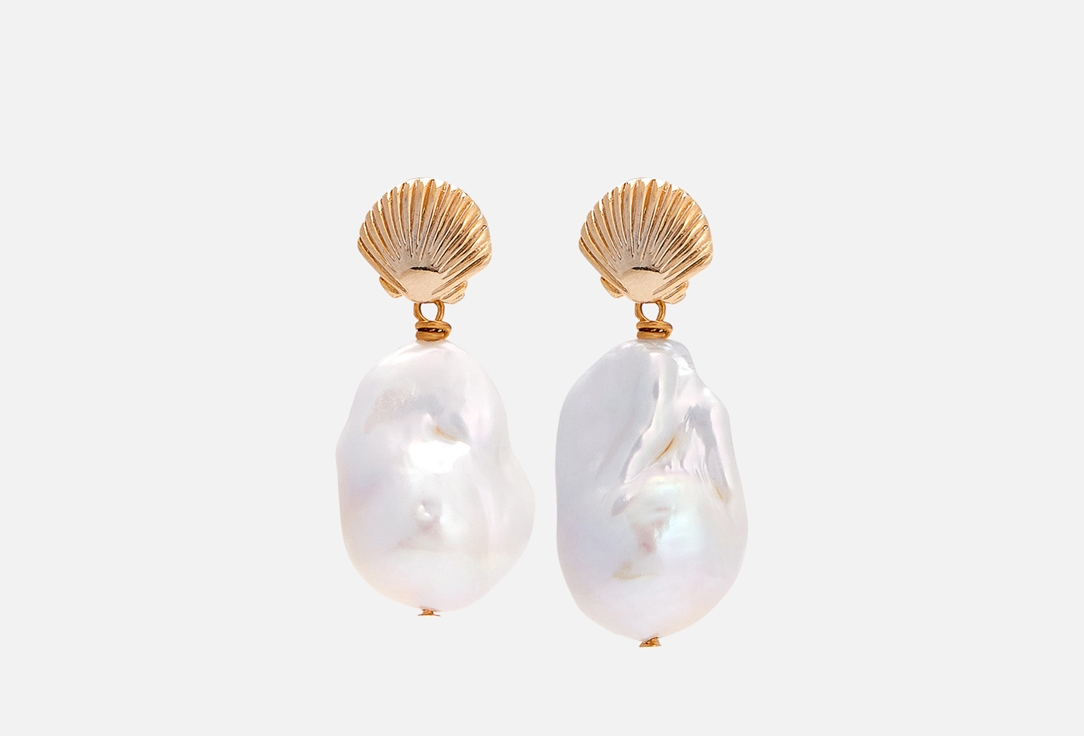 Серьги ракушки Unevie Damour Seashells baroque pearl 
