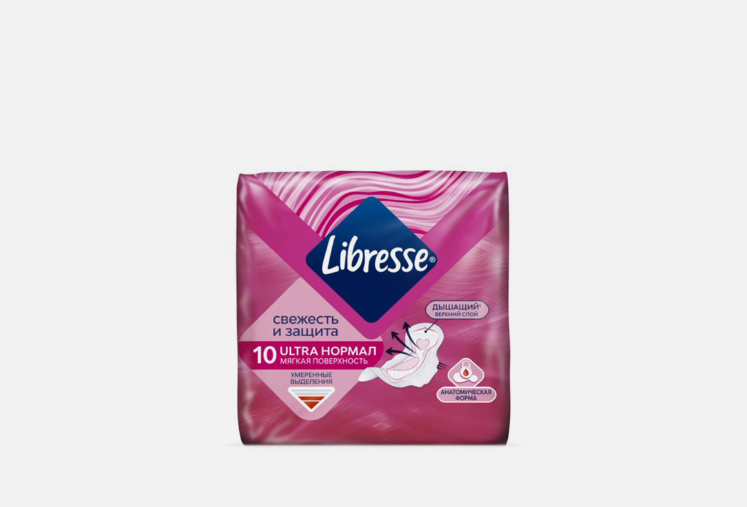 Прокладки LIBRESSE Ultra нормал, свежесть и защита 10 шт libresse прокладки natural ultra нормал 10шт 9 упаковок