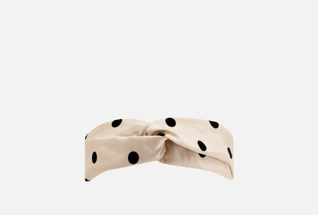 Изображение товара Текстильная повязка для волос Benten Инари бежевый горох стильный аксессуар