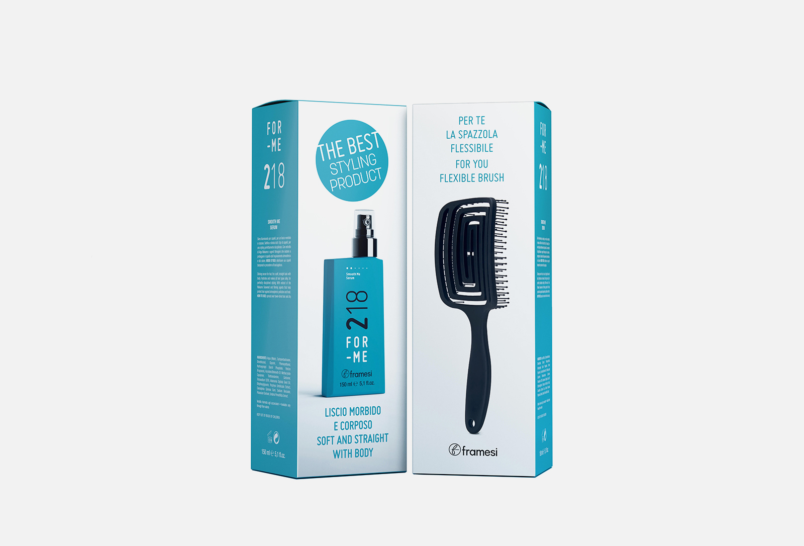 Framesi Набор для волос FORME SMOOTH ME SERUM and a massage brush 2 шт