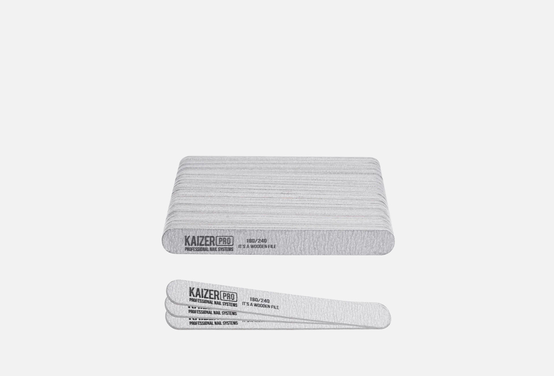 Пилка для ногтей 180/240 KAIZER PROFESSIONAL Plastic-based file, straight, short, length 130 mm, color white 50 шт