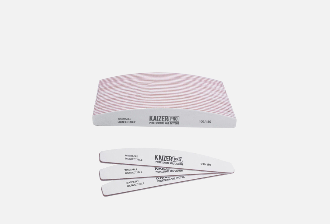 

Пилка для ногтей 100/180 KAIZER PROFESSIONAL, Plastic-based file, soft, boat, length 180 mm., color white 25 шт