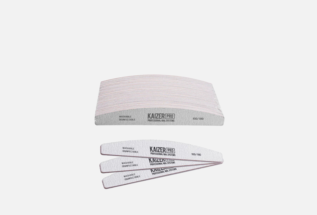 Пилка для ногтей 100/180 Kaizer Professional plastic-based file, soft, boat, length 180 mm., color grey 