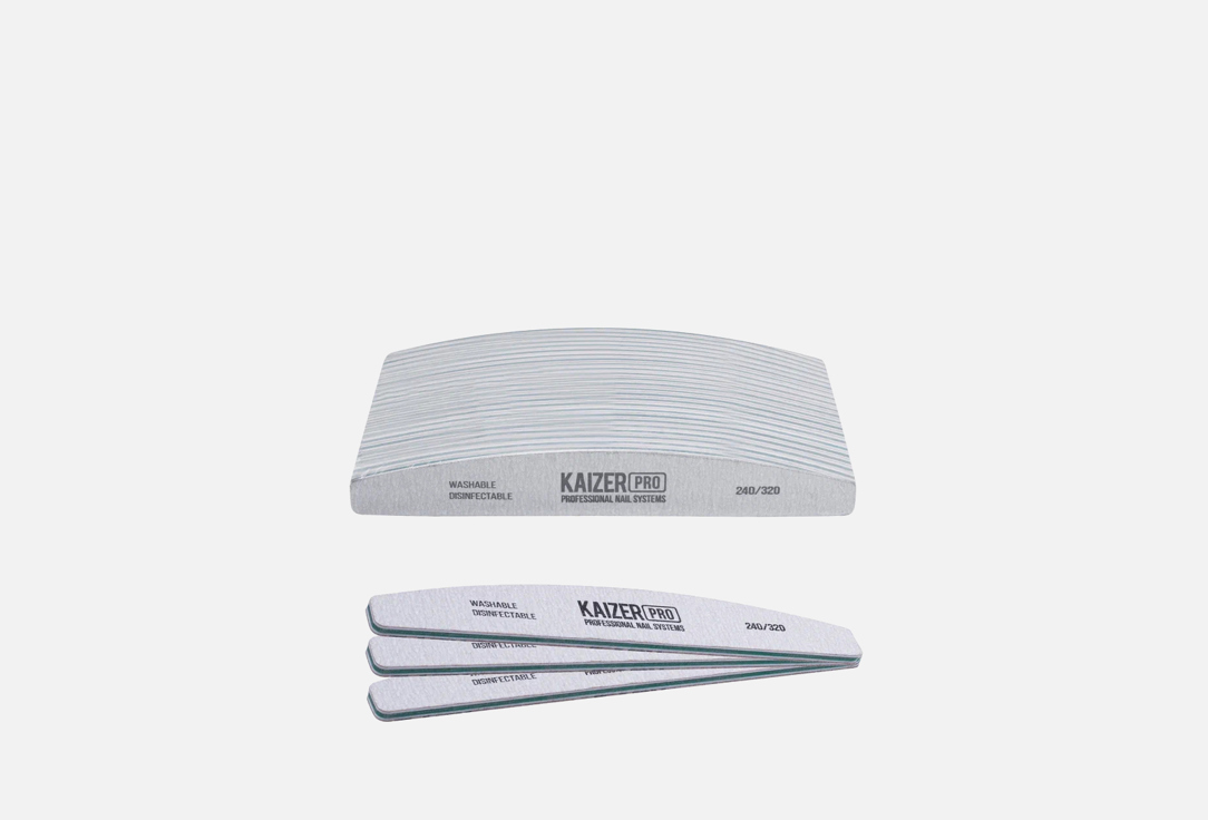 Пилка для ногтей 240/320 Kaizer Professional plastic-based file, soft, boat, length 180 mm., color gray 