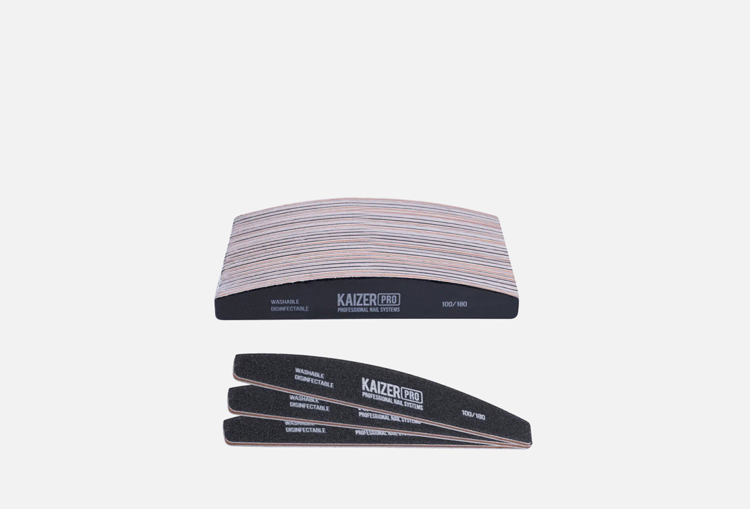 Пилка для ногтей 100/180 Kaizer Professional plastic-based file, soft, boat, length 180 mm., color black 