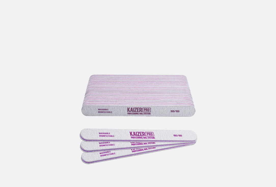 Изображение товара Пилочка для ногтей 150/150 Kaizer Professional plastic-based file, soft, straight, length 180 mm., color gray