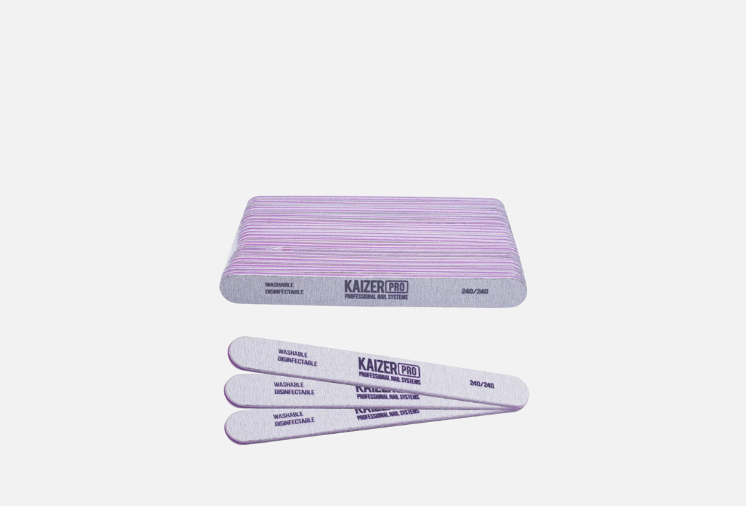 

Пилка для ногтей 240/240 KAIZER PROFESSIONAL, Серый, Plastic-based file, soft, straight, length 180 mm., color gray 25 шт