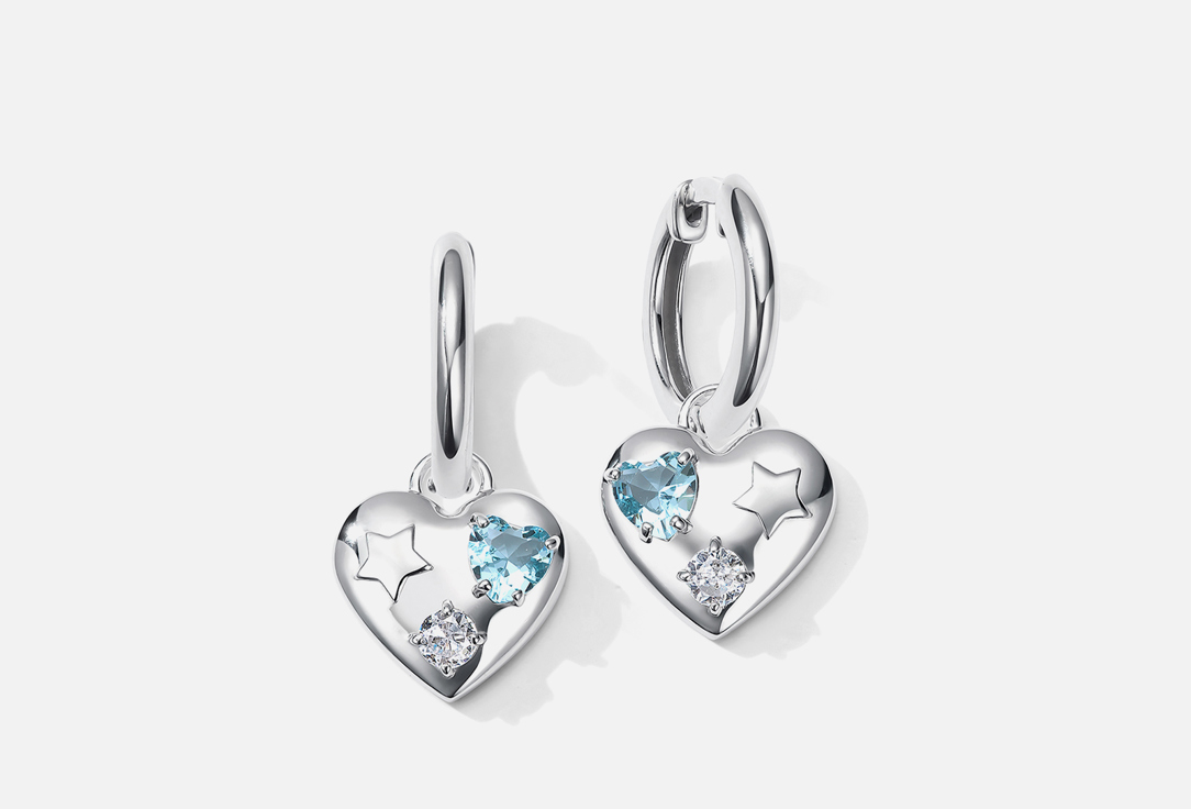 Серьги PEPELA JEWELRY Heart made of silver 2 шт цена и фото